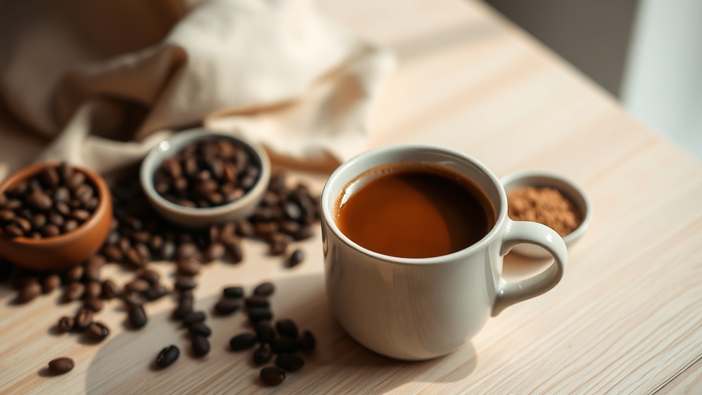 Primer plano de granos y polvo de café en un bol